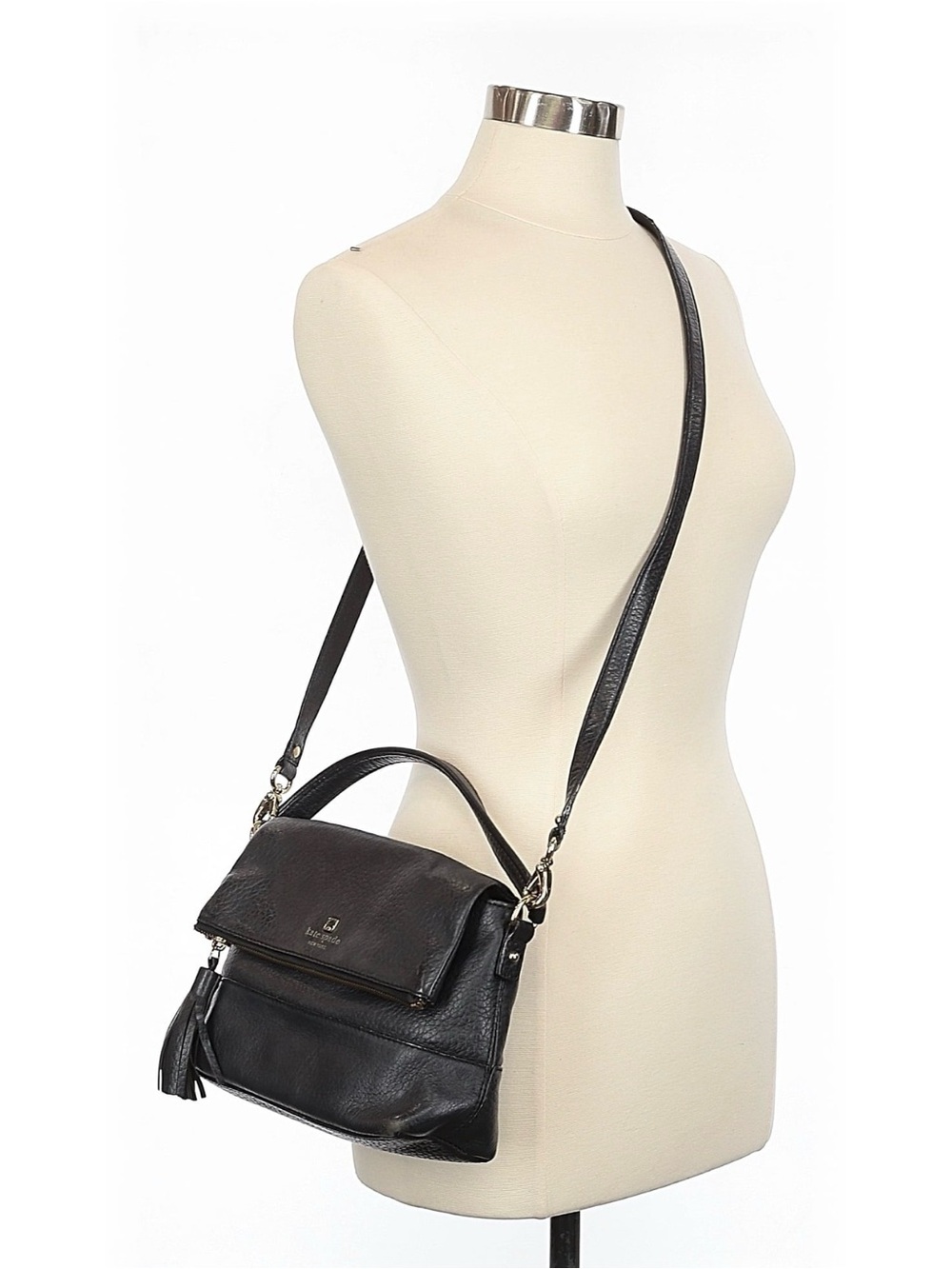 kate spade Black Leather Crossbody Bag with Tassel